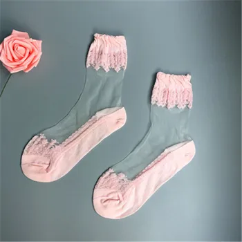 1 par ženskih towers čarape sa volanima na щиколотке Ljetnim mekan udoban prozirna svila, pamuk, mrežaste elastične pletene volanima Prozirne šuplje ženske čarape