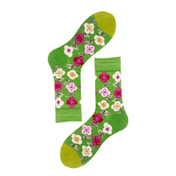 1 Par ženskih čarapa Slatka cvijet biljke Kawai Zabavne Svakodnevne ženske pamučne čarape Harajuku Чулочно-носочные proizvoda Vanjska odjeća, Čarape za posade Calcetines