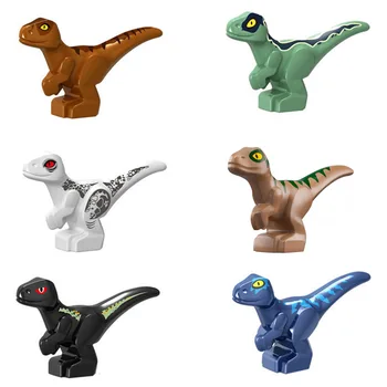 10 kom. jure play dijete Bijela Plava, Smeđa i Crna Velociraptor Svijet Dinosaura 2 Blokovi Dječji Cigle DIY Razvojne igračke Poklon