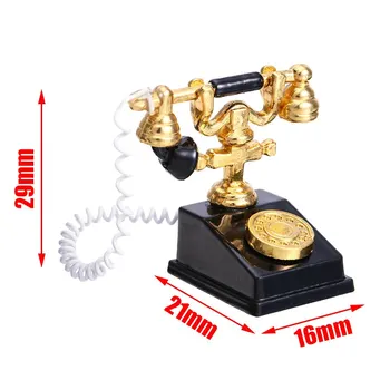 1pc 1:12 Metalni Minijaturni Klasicni Okretni Telefon Telefon Ukras dollhouse Dječje Igračke Za 1/12 Pribor Za dollhouse