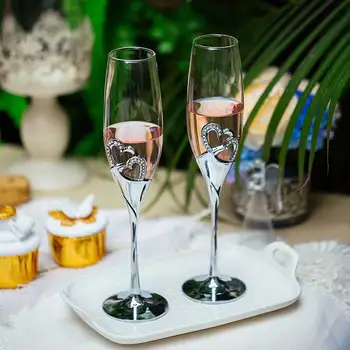 2 komada U Obliku Srca Čašu Za Vino Vjenčanje Čaše Za Šampanjac Ljubavnik Gorski Kristal Vjenčanje Čašu Kristalnu Čašu Банкетное Svadbena Dekoracija