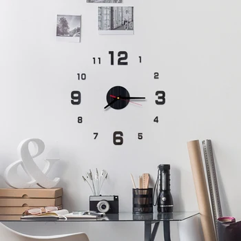3D Jednostavan Stil Kućni samoljepljive zidni sat DIY Akril slr naljepnica za uređenje doma Moderni kvarcni zidni sat s iglom