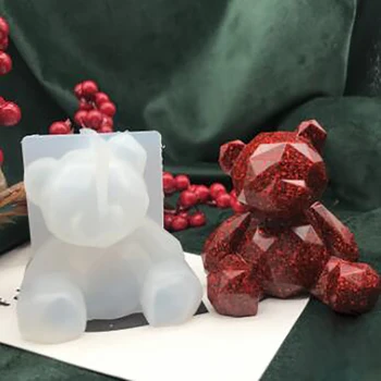 3D Пухлое Srce Silikonska Forma za Ručno Geometrijski Medvjed Smola DIY Alata Medvjed Kawai Epoksidna Smola Mačka Nakit Svinja Zec Obrt