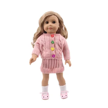 6 Boja Roza Pletene Džemper Kostime Za 18 cm Američka Lutka Girl Igračka 17 cm 43 cm, Rođen je Lutka Pribora Dar za dijete