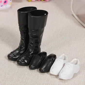 Besegad 3 para Mini-muška lutkarska cipele Crne čizme do koljena Natikače s oštrim vrhom za Barbie i Ken Дэллс Pribor Igračke igračke za dječake