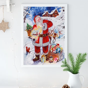 Božićno Diamond Slikarstvo Djed Mraz Puni Okrugli Trg Vez Prodaja Dijamanata Umjetnosti Zimski Vez Križem Rhinestones Kućni Dekor