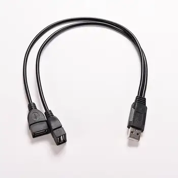 Crna Produžni Kabel, USB 2.0 Od 1 Žene do 2 ljudi s Dvostrukim USB Koncentrator Podataka Adapter za Napajanje Y Razdjelnik Kabel za Napajanje Kabel Za punjenje