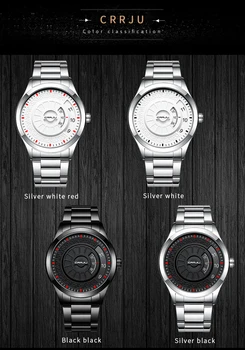 CRRJU Modni Luksuzne marke satova, sa jedinstvenim dizajnom Gospodo kvarc srebrni sat Vodootporan Sportski sat s velikim dial Klasicni Relogio