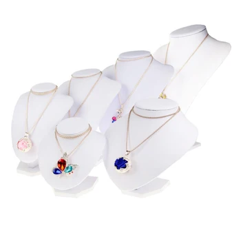 Držač podmetače za nakit s poprsje za demonstracije ogrlice, Bijeli, Pokriveni кожзаменителем i pamuk