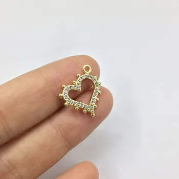 Eruifa 6 kom. 15 mm Srce sa štrasom Novčić ogrlica od цинкового legure,naušnica i narukvica nakit DIY ručni rad, 2 boje