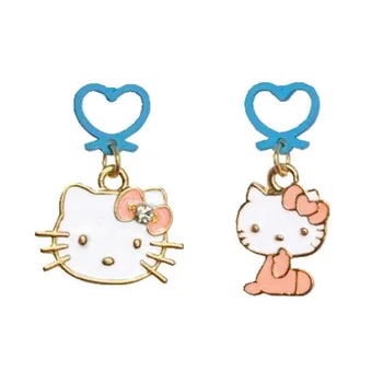 Hello Kitty je Санрио Kawai Pink Awaii Pribor za stranke Nakit Naušnice za žene Naušnice-prsten s korejskim naušnice Petlja