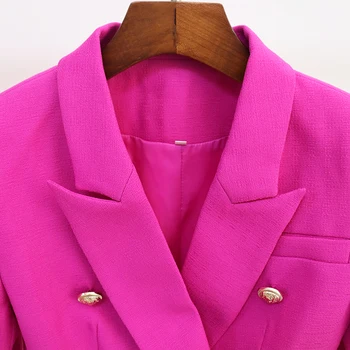 HIGH STREET Najnoviji dizajn sportska jakna za pistu 2021, ženske klasične tipke sa lavom, Двубортный облегающий teksturom jaknu