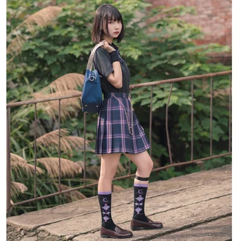 Japanski Jk Uniforma Studentski Tamne Čarape Čarape s Cijevi Križ Tele je Blaga Djevojka Slatka Hulahopke s po cijeloj površini Kawai Djevojka Loli Cosplay Lolita