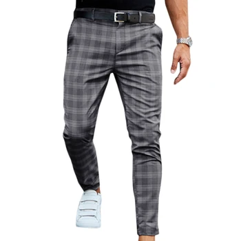 Kariranih muške hlače Poslovni Pametni Svakodnevne Hlače Modni Svakodnevne hlače-olovka Muška Izravna dostava Muška odjeća