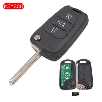 Keyecu Keyecu Flip Daljinski Privjesak za Ključeve Vozila 3 Tipke 433 Mhz ID46 Čip za Hyundai IX35 I20 I30 2008-2012