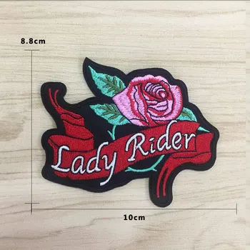 Lady Rider Ruža Maženja Tkanina Нашивки za ikone Vezene Oblog Ikone Naljepnice Za Odjeću i Pribor za Odjeću