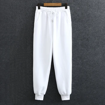 Majica i hlače Kompleti od dva dijela Ženske bijele prevelike toplo džepove Veste s visokim strukom, sportske duge hlače s kratkim штанинами