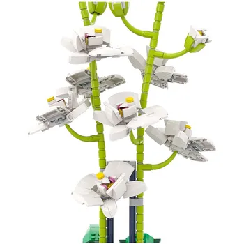 MOC je Gradbeni blok C7227 Šarene Vaza s фаленопсисом Buketi umjetnih boja Biljke u kineskom stilu Ideja za Uređenje Doma Pokloni