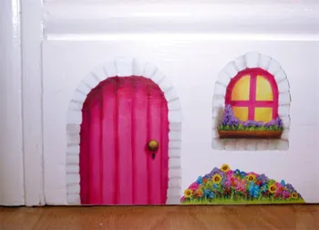 Napravljena ručno vrata Vile minijaturni Magični tooth fairy Pink vrata vikend Vile Naljepnica na zidu, uključujući naljepnicu na prozor i cvjetnim gredica