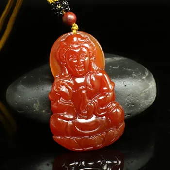 Prirodni crveni ahat guan yin Buda žad privjesak ogrlica od crnog žada nakit od жадеита žada ogrlice za žene 2 kom.
