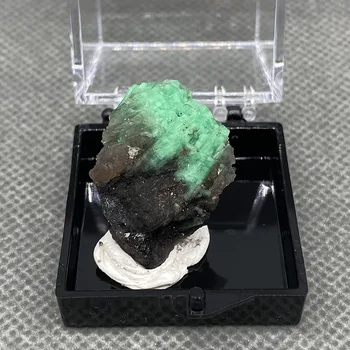 Prirodni zeleni smaragd mineralni dragulj uzorci kristala kamenje i kristali kristali kvarca +Kutija 3,5 cm