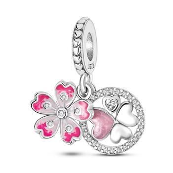 Slatka Roza Kamenčićima u obliku srca za djevojčice su Pogodni za originalne narukvice Pandora od 925 sterling srebra za žene DIY Izrada nakita