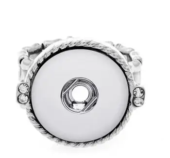 Starinski crystal DIY elastična podesiva prsten sa sjedne pogodan za 18 mm metalnih gumba s gumbima ženski modni nakit muški prsten
