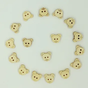 Topla rasprodaja 100 kom. Klasični crtani Medvjed s uzorkom glave drveni gumb 2 rupe boja prijavite DIY pribor za odjeću Visoke kvalitete