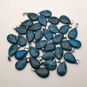 Trendy plava agatha Privjesci od prirodnog Kamena Ogrlica za izradu nakita Šarm pribor s маятником 50 kom. Besplatna dostava na veliko