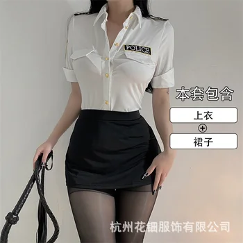 WOMENGAGA Komplet Suknja i Bijela Košulja Majice kratkih rukava Seksi Bluza Pismo Vez Cosplay Uniforma Nastavnici Korejski žene Kit WA5D