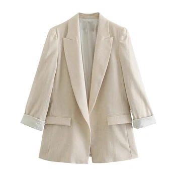 Ženske blazers TRAF ZA Modni šik ravnici elegantan kaput 2021 odjeća dugih rukava sportska jakna za rad u uredu Mujer y2k