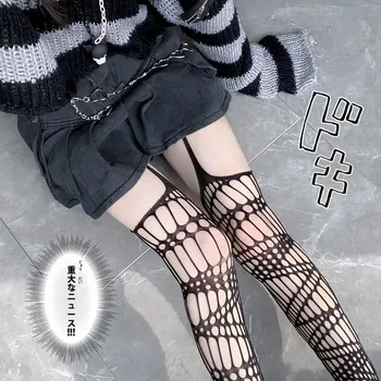 Japanski Харадзюку Выдалбливают Čarape za tijelo Ženska moda Black Gotički Hulahopke Cosplay Odijelo Anime Lolita Hulahopke 3