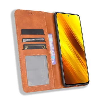 Luksuzna kožna flip poklopac u retro stilu za Xiaomi Poco X3 NFC F2 Pro PocoPhone F1 Torbica za torbicu Stalak za karte Magnetska korice za knjige Torbica za telefon 3