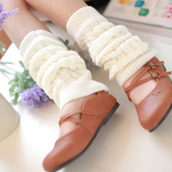 1 Par zimskih toplim гетр za noge Za žene do koljena pleteni ravnici pleteni tajice kukičane Čarape Pljuska za cipele, Čarape za zagrijavanje 0