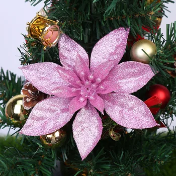 10 kom. 9 cm Božićno božičnu zvijezdu Sjajnu Cvijet Šarene Umjetna Tkanina Božićni cvijet za Božićno drvce Spušteni gornji dio DIY Dekor