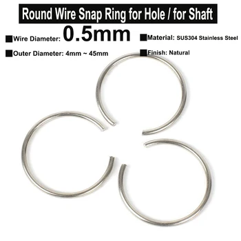 10 kom. Promjer žice φ0,5 mm Nehrđajućeg Čelika SUS304 Okrugle Vodiče Sigurnosni prsten za Otpuštanje rupa Prsten za vratila 0
