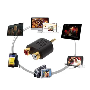 1pc Prijenosni pozlaćeni 3,5 mm Stereo Priključak za 2RCA(Crveno+Bijela) Ženski Konektor Adapter za TV, Telefon i Laptop Stolni DV