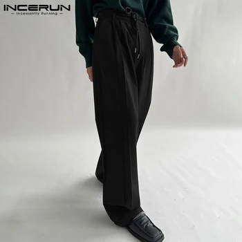2021 Muške Svakodnevne hlače su Čvrste trkači na шнурках s džepovima Široke fancy hlače Muške ulica odjeća Modne korejski hlače INCERUN