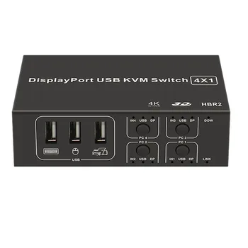 4 Porta DP KVM Preklopnik 4K 60 Hz 4-U-1 Izlaz USB, Displayport Razvodna kutija PC Zajednički Monitor, Miš, Tipkovnica Prekidač Pisača