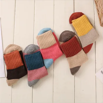 5 Pari Novih zimskih odrasle Obložen toplim čarapa od onda vune mješoviti čarapa конфетного boje Ženske čarape Trendy zimske čarape za žene 0