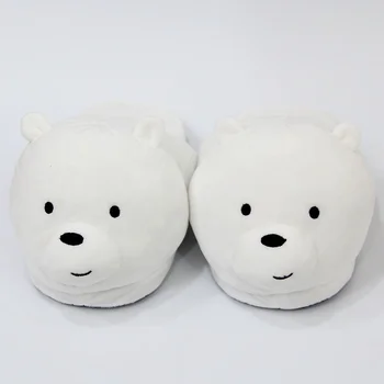 Crtani životinje Panda Bijeli Medvjed Papuče Toplo udobne Muške, ženske zimske Blage tobogani plišani lutka Osnovna pamučnim cipele 0
