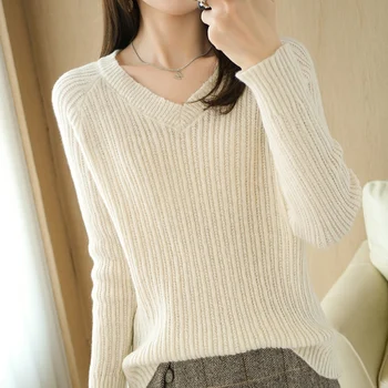 Jesen/zima novi ženski kašmir casual džemper vuneni džemper slobodna koreanska verzija kašmir pulover s V-izrez ženski fat