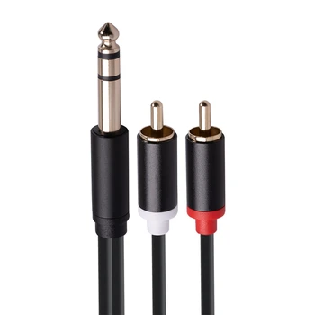 Kabel 6,35 mm do 2RCA, Kabel RCA 6,35 mm od muškarca do 2 ljudi RCA Stereo Audio Adapter Y Razdjelnik RCA Kabel -3 metra