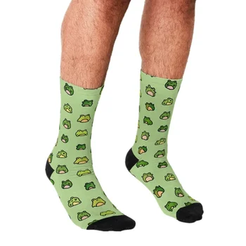 Muške čarape Zabavne žablji čarape s po cijeloj površini Čarape Muške harajuku Happy hip-hop Novost slatka dječaci Posada Svakodnevne lude čarape za muškarce