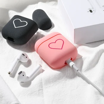 Slatka Torbica s сердечком ljubavi za sjedalo AirPods Punjenje je Bežična Bluetooth Slušalica Kutija za slušalice Air Mahuna 1 2 Mat Žestoka Navlaka za slušalice za PC 0