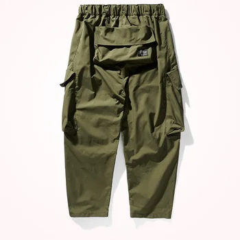 Slobodne ravne hlače-teretni Muška moda u japanskom stilu Retro, Pogodan za svakodnevne hlače s višestrukim džepovima Široke hlače za tatu 0