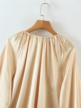 ZXQJ Vintage ženska satin zlatna košulja 2021 Jesenski modni ženska bluza sa dugim rukavima na tenis rukomet, bluza veličine, ženski однотонный pulover, vrhovima
