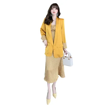 Ženske haljine Odijela 2021 Novi Korejski High street Haljina od 2 dijela Poslovna haljina Za žene Ured Slobodne Ženske Haljine veličine Kostimi