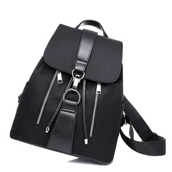 Ženski ruksak Školske torbe za djevojaka Najlon dvorac na munje Dizajn Crna Ženski ruksak Femme Mochila