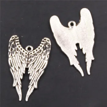 WKOUD 10 kom. srebrne boje krila anđela šarm naušnice i ogrlica DIY ručni rad šarm privjesci od цинкового legure pokazati A493 1